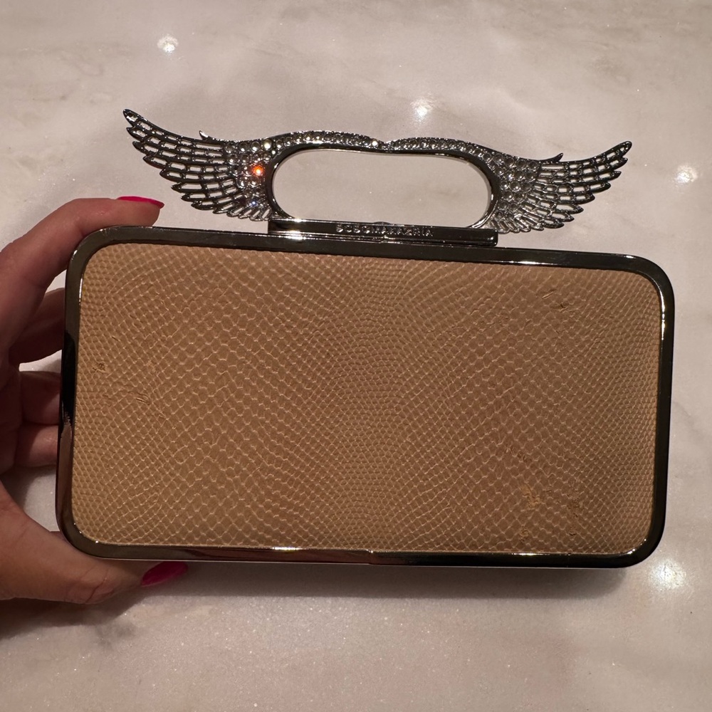 BCBGMaxAzria Silver Winged Handle Clutch
